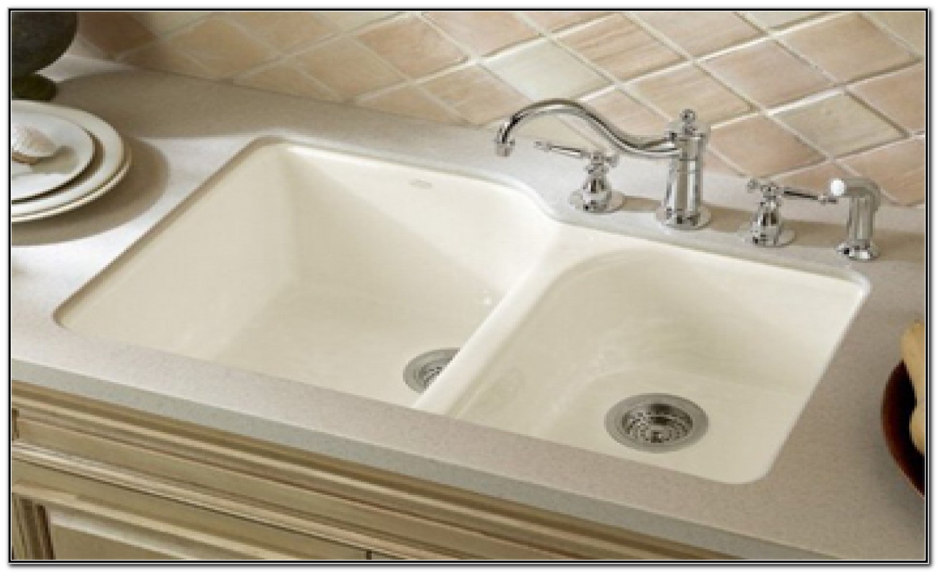 Чугунная раковина двойная kohler