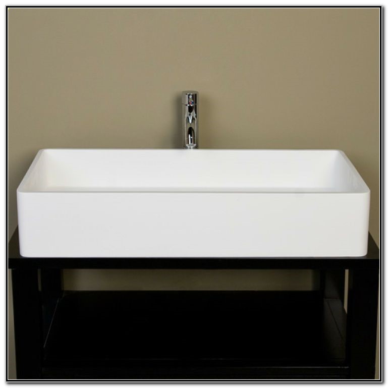 Large White Rectangular Vessel Sink