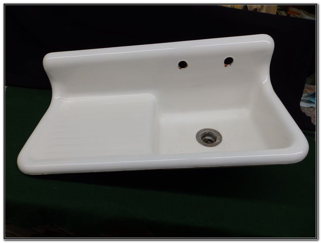 Old Porcelain Sink With Drainboard Sink And Faucets Home