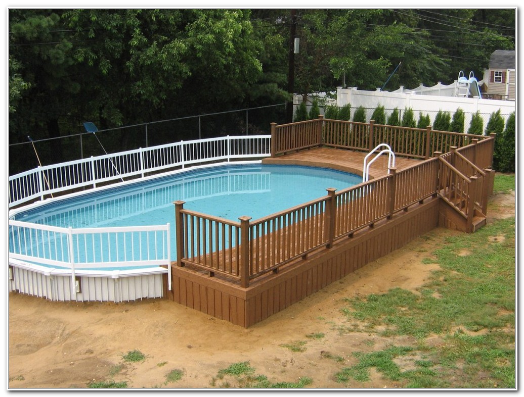 Above Ground Oval Swimming Pool Deck Designs Decks Home Decorating 
