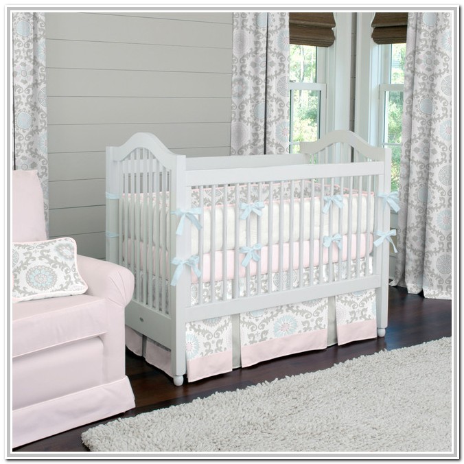 Light Pink And Gray Crib Bedding
