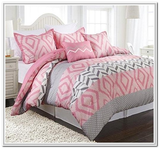 Light Pink And Grey Twin Bedding