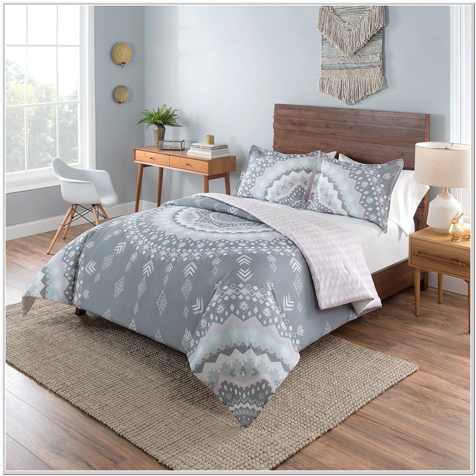 Pink And Gray Twin Bedding Set